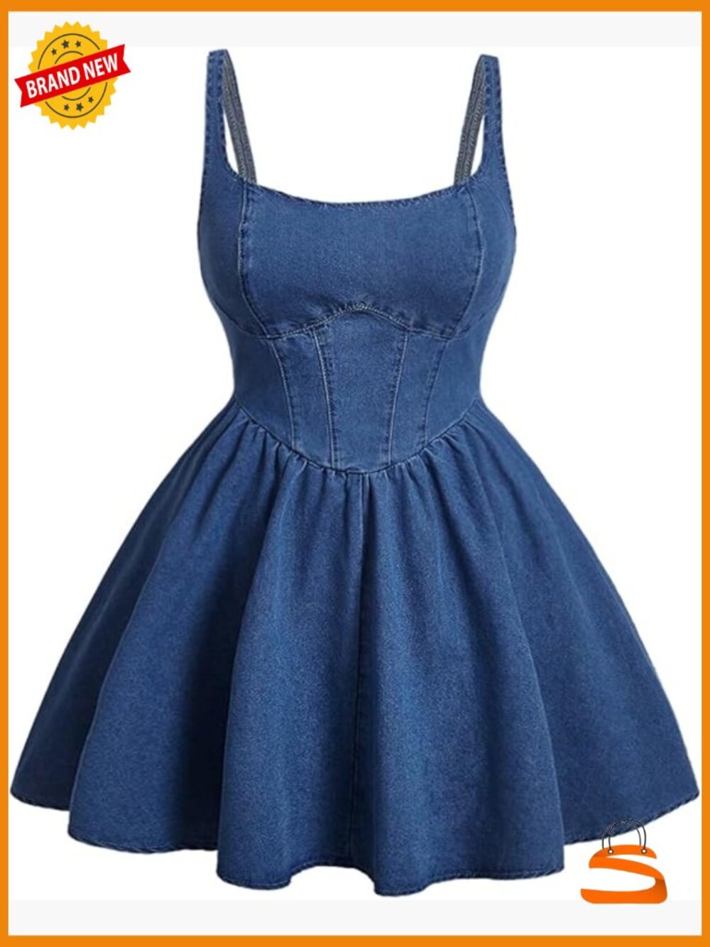 Scoop Neck Sleeveless Denim Mini Dress A-Line Flowy Jean Dress Plus Size